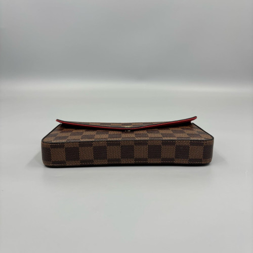 Louis Vuitton Pochette Felicie Chain Wallet Damier Ebene Brown