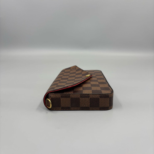 Louis Vuitton Pochette Felicie Chain Wallet Damier Ebene Brown