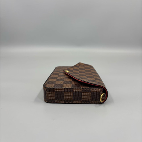 Louis Vuitton Pochette Felicie Chain Wallet Damier Ebene Brown