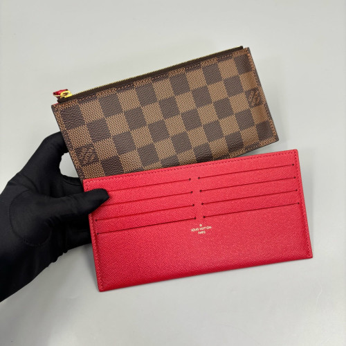 Louis Vuitton Pochette Felicie Chain Wallet Damier Ebene Brown