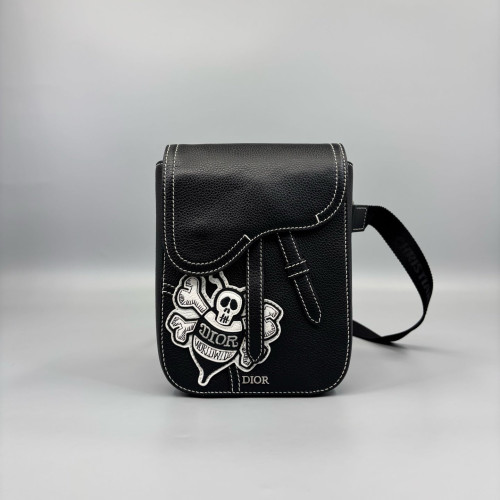 Dior Embroidered Saddle Bag Calfskin Black Dior Embroidered Saddle Bag Calfskin Black