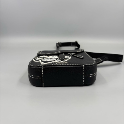 Dior Embroidered Saddle Bag Calfskin Black Dior Embroidered Saddle Bag Calfskin Black