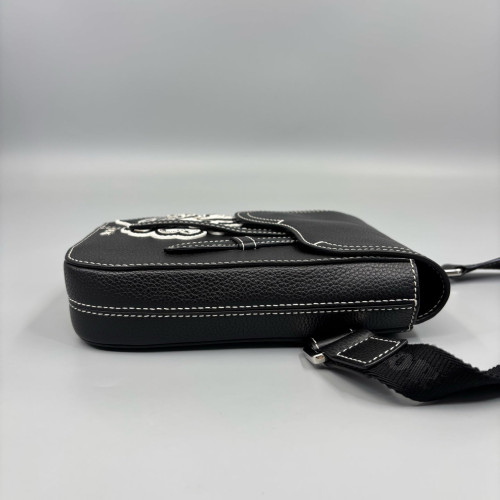 Dior Embroidered Saddle Bag Calfskin Black Dior Embroidered Saddle Bag Calfskin Black
