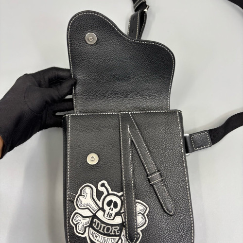 Dior Embroidered Saddle Bag Calfskin Black Dior Embroidered Saddle Bag Calfskin Black