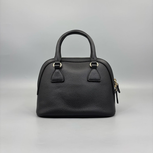 Gucci Small Gg Charm Dome Bag Grained Calfskin Black
