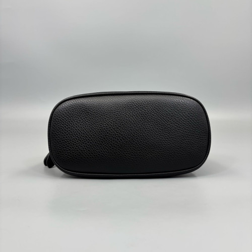 Gucci Small Gg Charm Dome Bag Grained Calfskin Black