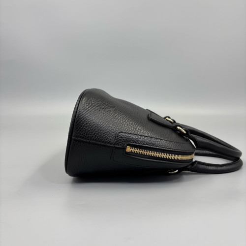 Gucci Small Gg Charm Dome Bag Grained Calfskin Black