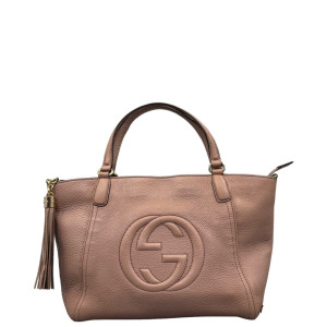 Gucci Small Soho Shoulder Bag Grained Calfskin Pink