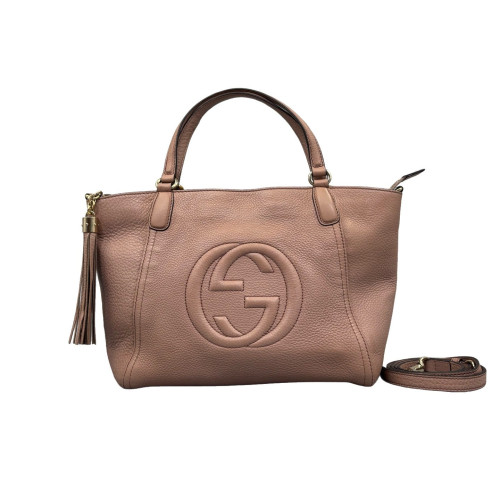 Gucci Small Soho Shoulder Bag Grained Calfskin Pink