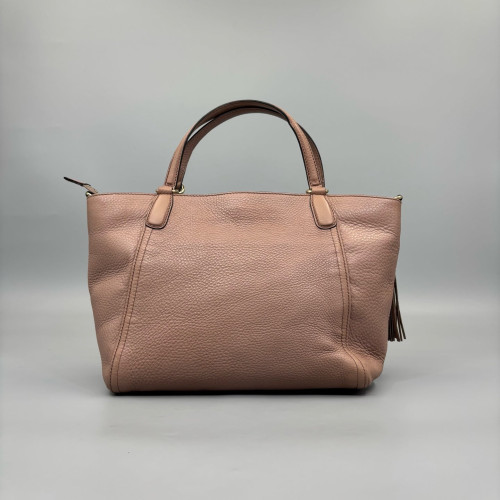 Gucci Small Soho Shoulder Bag Grained Calfskin Pink