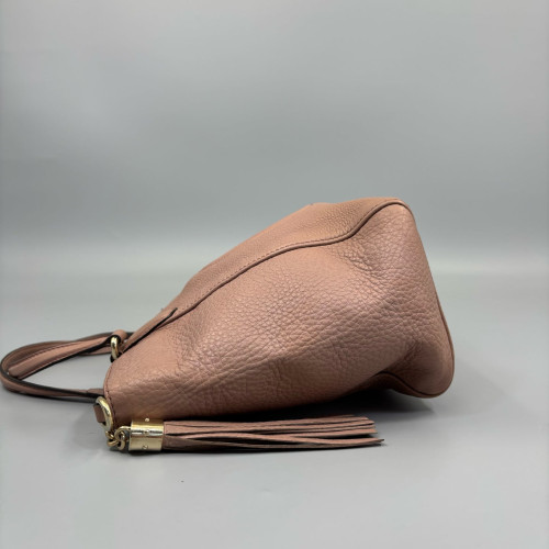 Gucci Small Soho Shoulder Bag Grained Calfskin Pink