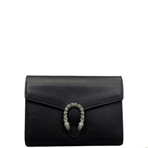 Gucci Mini Dionysus Chain Wallet Grained Calfskin Black