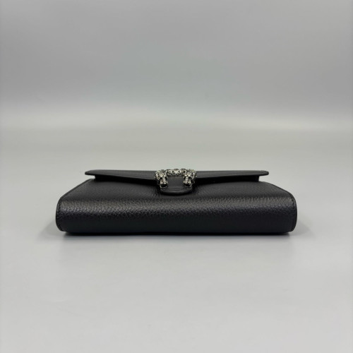 Gucci Mini Dionysus Chain Wallet Grained Calfskin Black