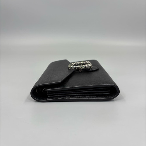 Gucci Mini Dionysus Chain Wallet Grained Calfskin Black