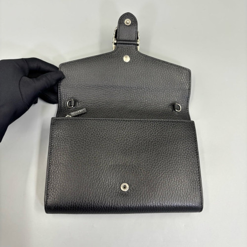 Gucci Mini Dionysus Chain Wallet Grained Calfskin Black