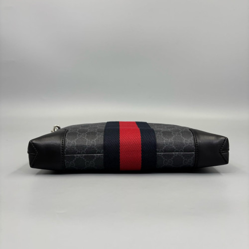 Gucci Web Clutch GG Supreme Monogram Black Red
