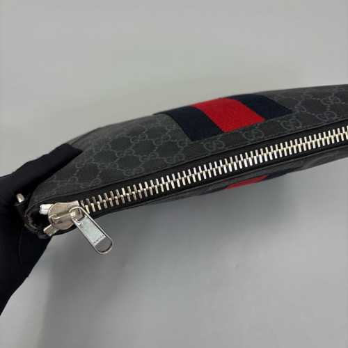 Gucci Web Clutch GG Supreme Monogram Black Red