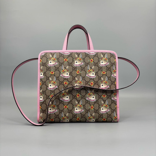 Gucci Children's GG Tote GG Supreme Monogram Brown Pink