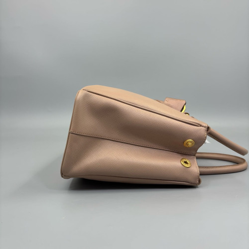 Prada Small Galleria Double Zip Tote Saffiano Calfskin Dark Beige