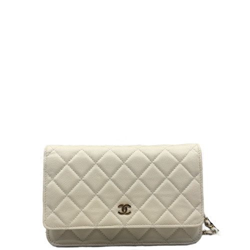 Chanel Quilted Wallet On Chain Calfskin White Chanel Quilted Wallet On Chain Calfskin White