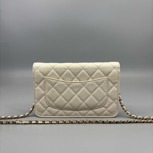 Chanel Quilted Wallet On Chain Calfskin White Chanel Quilted Wallet On Chain Calfskin White