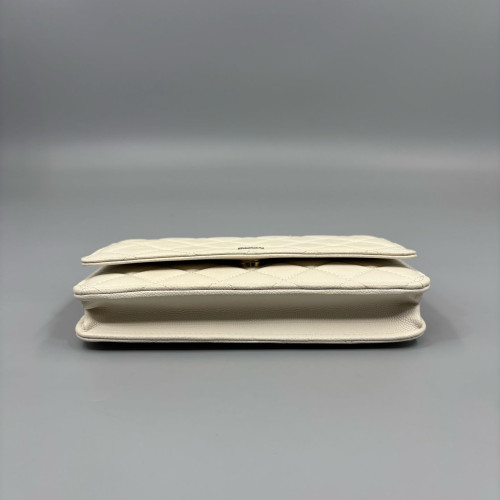 Chanel Quilted Wallet On Chain Calfskin White Chanel Quilted Wallet On Chain Calfskin White