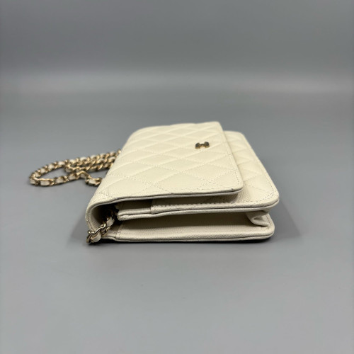Chanel Quilted Wallet On Chain Calfskin White Chanel Quilted Wallet On Chain Calfskin White