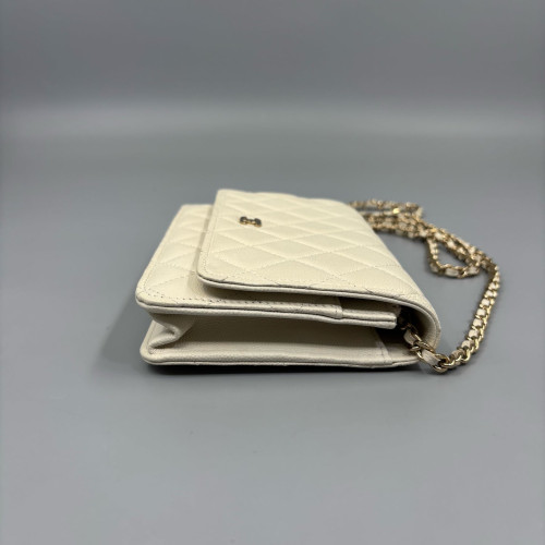 Chanel Quilted Wallet On Chain Calfskin White Chanel Quilted Wallet On Chain Calfskin White