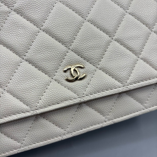 Chanel Quilted Wallet On Chain Calfskin White Chanel Quilted Wallet On Chain Calfskin White