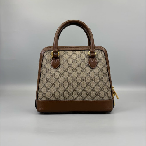 Gucci Small Horsebit 1955 Top Handle GG Supreme Monogram Calfskin Brown Light Brown
