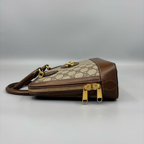 Gucci Small Horsebit 1955 Top Handle GG Supreme Monogram Calfskin Brown Light Brown