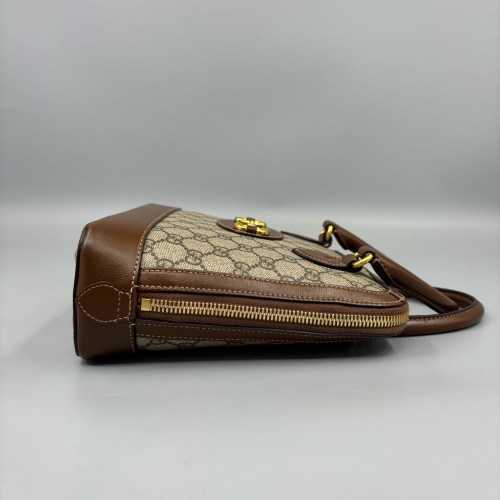 Gucci Small Horsebit 1955 Top Handle GG Supreme Monogram Calfskin Brown Light Brown