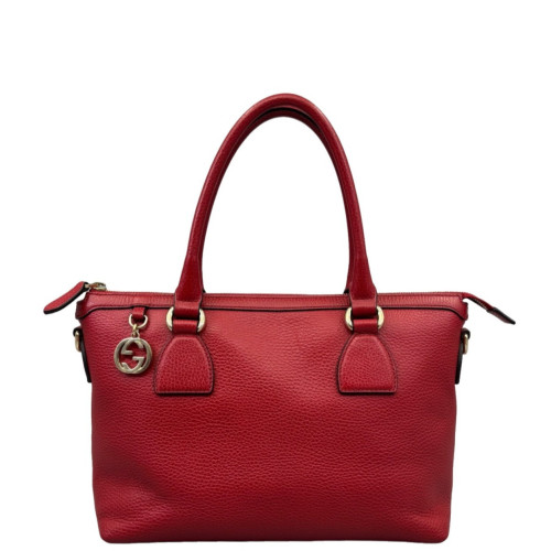 Gucci Tote Bag Grained Calfskin Red