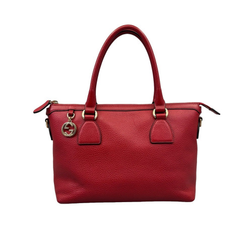 Gucci Tote Bag Grained Calfskin Red