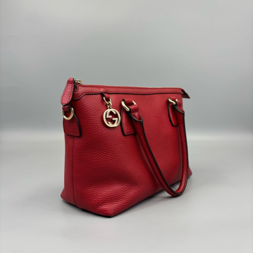 Gucci Tote Bag Grained Calfskin Red