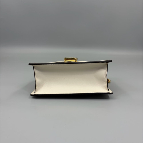 Gucci Mini Sylvie Shoulder Bag Calfskin Fabric White Blue Red
