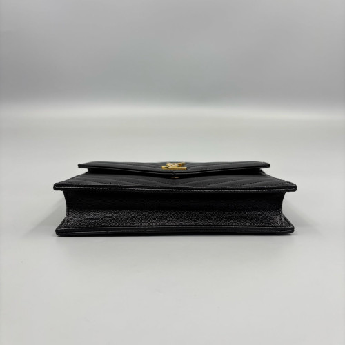 Yves Saint Laurent Small Envelope Chain Wallet Caviar Black