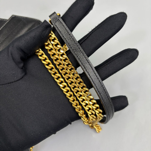 Yves Saint Laurent Small Envelope Chain Wallet Caviar Black