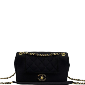 Chanel Quilted Mini Vintage Mademoiselle Flap Canvas Black