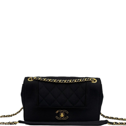 Chanel Quilted Mini Vintage Mademoiselle Flap Canvas Black Chanel Quilted Mini Vintage Mademoiselle Flap Canvas Black