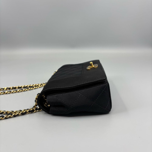 Chanel Quilted Mini Vintage Mademoiselle Flap Canvas Black Chanel Quilted Mini Vintage Mademoiselle Flap Canvas Black