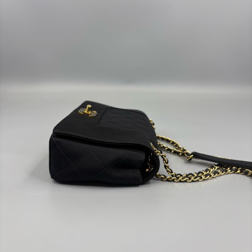 Chanel Quilted Mini Vintage Mademoiselle Flap Canvas Black Chanel Quilted Mini Vintage Mademoiselle Flap Canvas Black