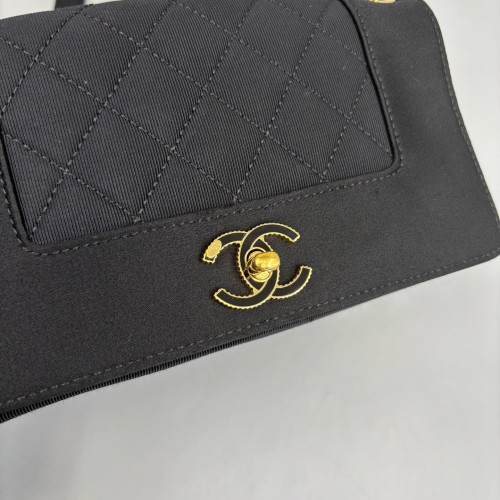 Chanel Quilted Mini Vintage Mademoiselle Flap Canvas Black Chanel Quilted Mini Vintage Mademoiselle Flap Canvas Black