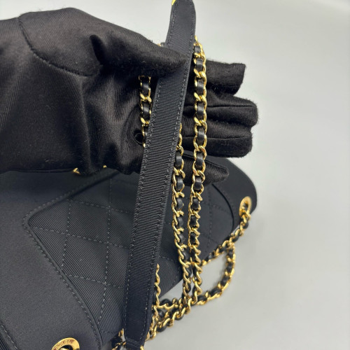 Chanel Quilted Mini Vintage Mademoiselle Flap Canvas Black Chanel Quilted Mini Vintage Mademoiselle Flap Canvas Black