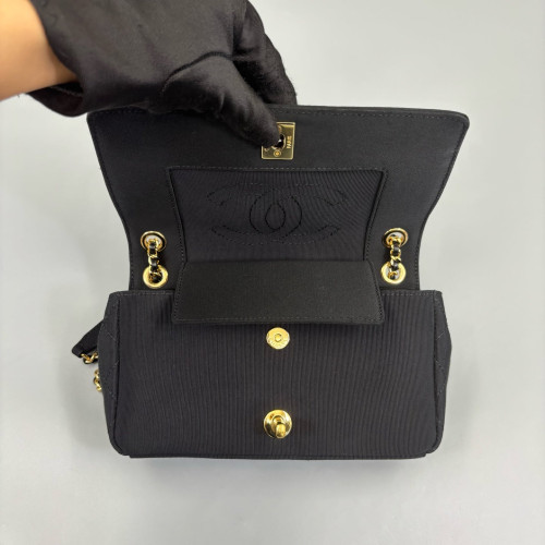 Chanel Quilted Mini Vintage Mademoiselle Flap Canvas Black Chanel Quilted Mini Vintage Mademoiselle Flap Canvas Black