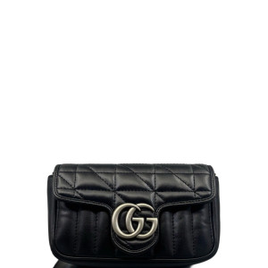 Gucci Matelasse Super Mini GG Marmont Calfskin Black