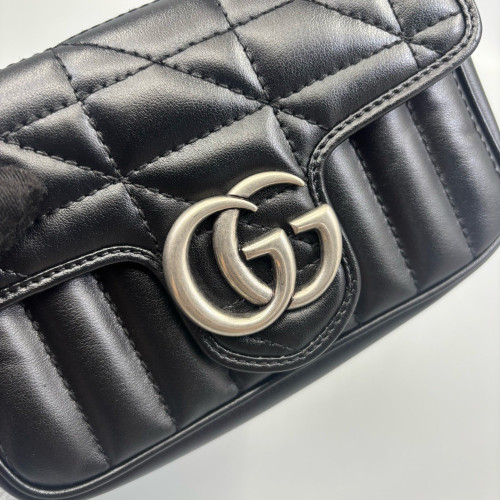 Gucci Matelasse Super Mini GG Marmont Calfskin Black Gucci Matelasse Super Mini GG Marmont Calfskin Black