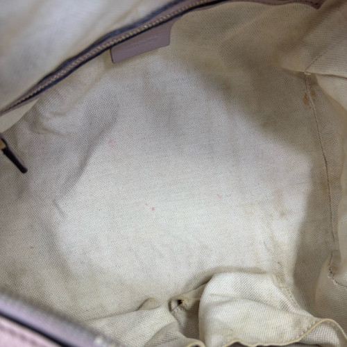 Gucci Boston Bag Canvas GG Supreme Monogram Peach Beige Beige Red