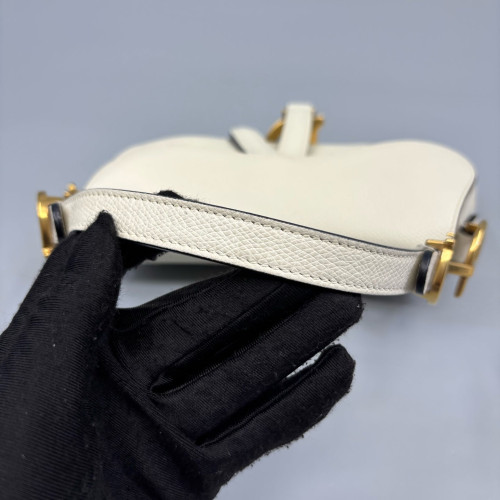 Dior Small Saddle Bag Grained Calfskin White Black