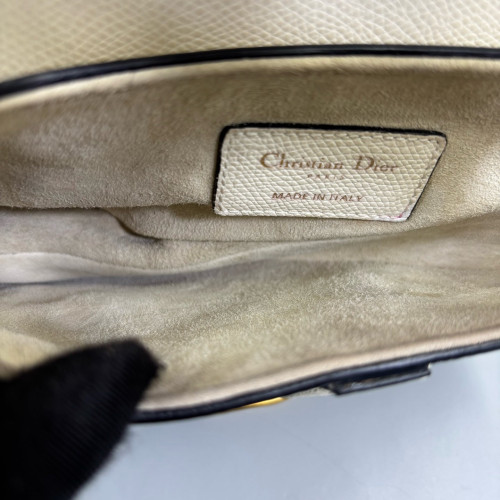 Dior Small Saddle Bag Grained Calfskin White Black